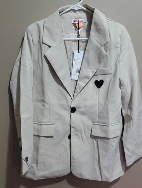 Rurujia La Chapelle Cream Blazer Jacket with Heart Detail Size Large